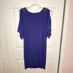 Elegant Blue Dress with Gold Accents